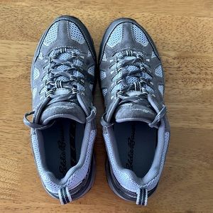 Eddie Bauer Fossil Gray/Blue Women's 10 Trail Hiking Shoes Vibram 6928-938